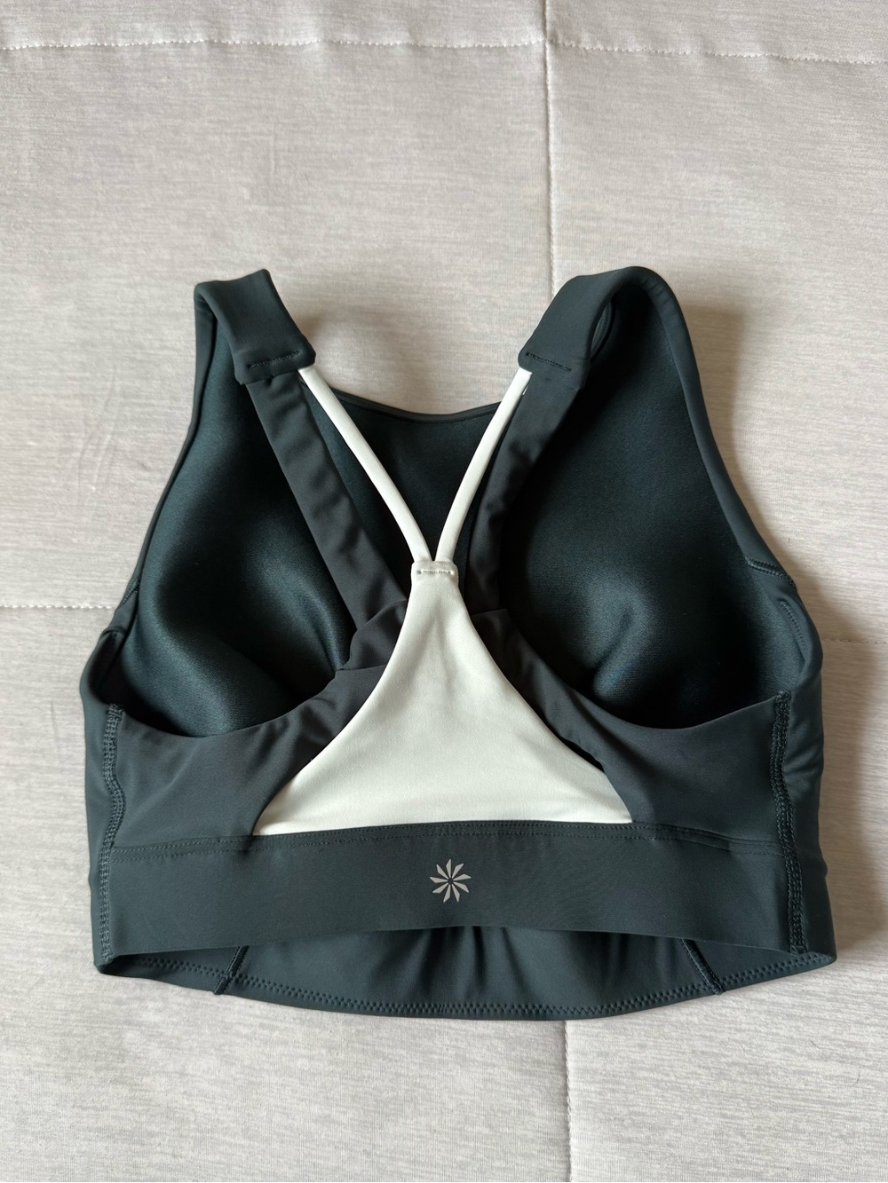 Forest green Athleta Black Sports Bra with mint Back Panel